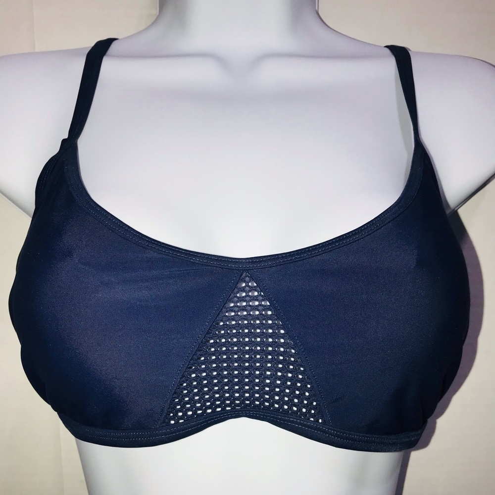 Aerie Mesh Navy Blue Bikini Top Large - Picture 2 of 5